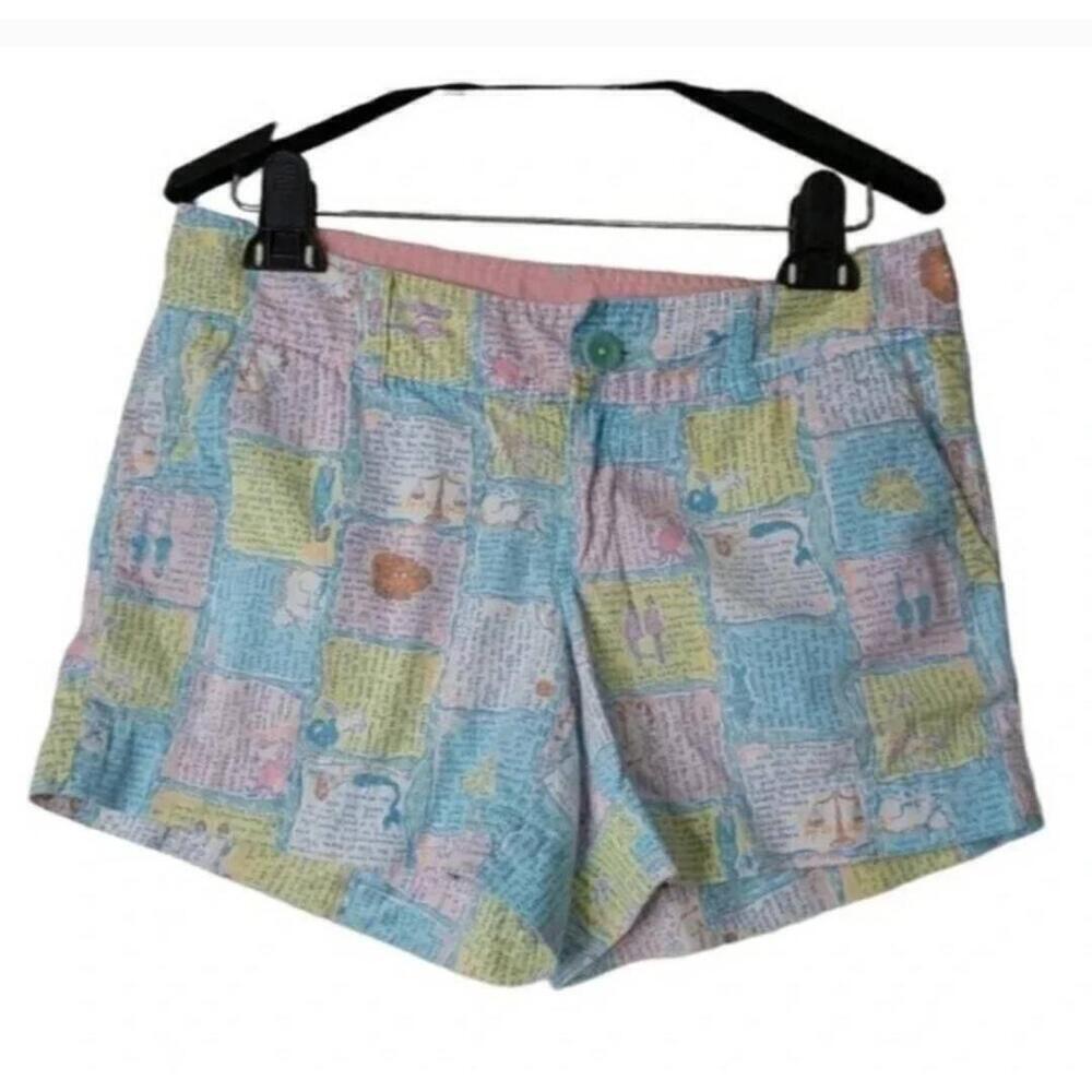 Lilly Pulitzer Callahan Shorts Pink Blue Button Closure Casual Size 4